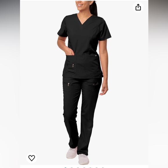NWOT 🍀Adar Pro Scrub Set For Women - Enhanced V-Neck Top & Multi Pocket Pants - Picture 1 of 15